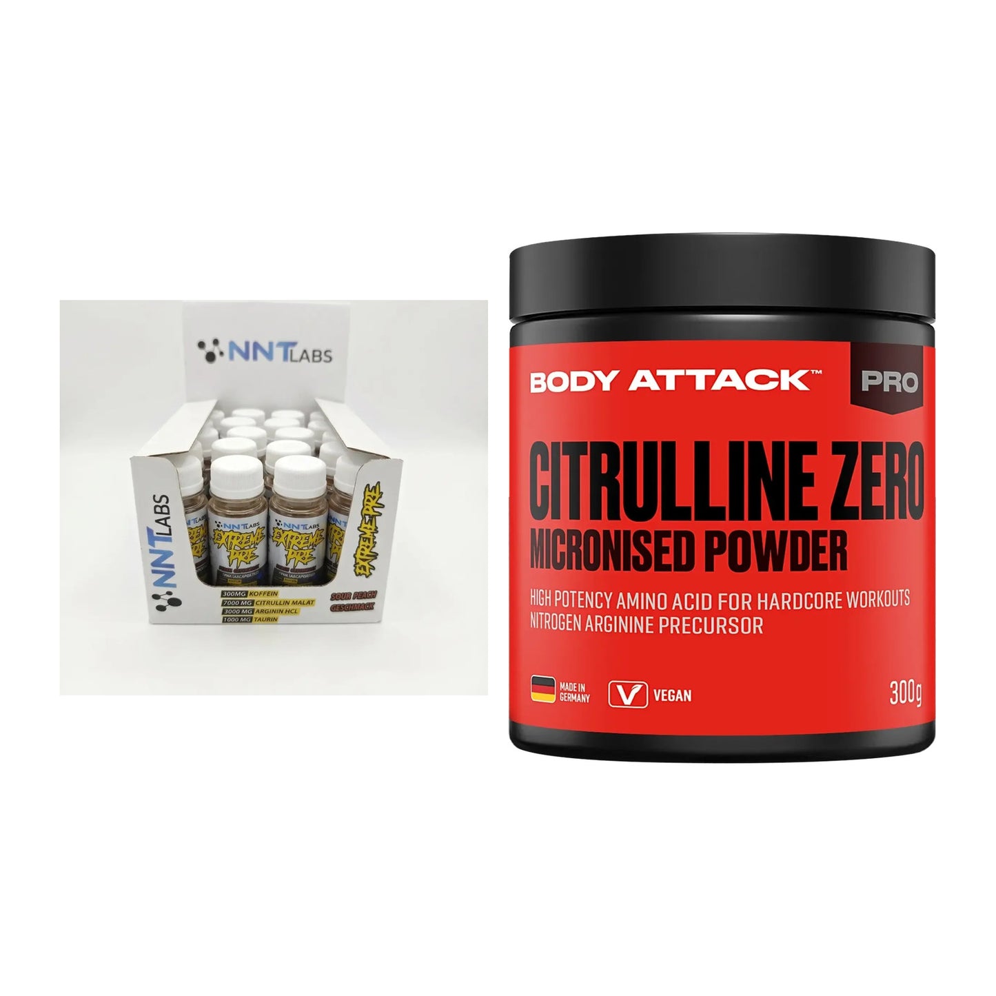 Trainings-Set: NNT Extreme Pre-Workout + Body Attack 100 % – alle enthaltenen Artikel