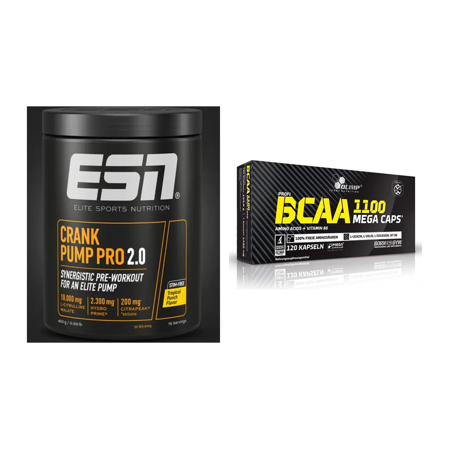 Trainings-Set: ESN Crank Pump Pro 2.0 + Olimp BCAA Mega Caps – alle enthaltenen Artikel