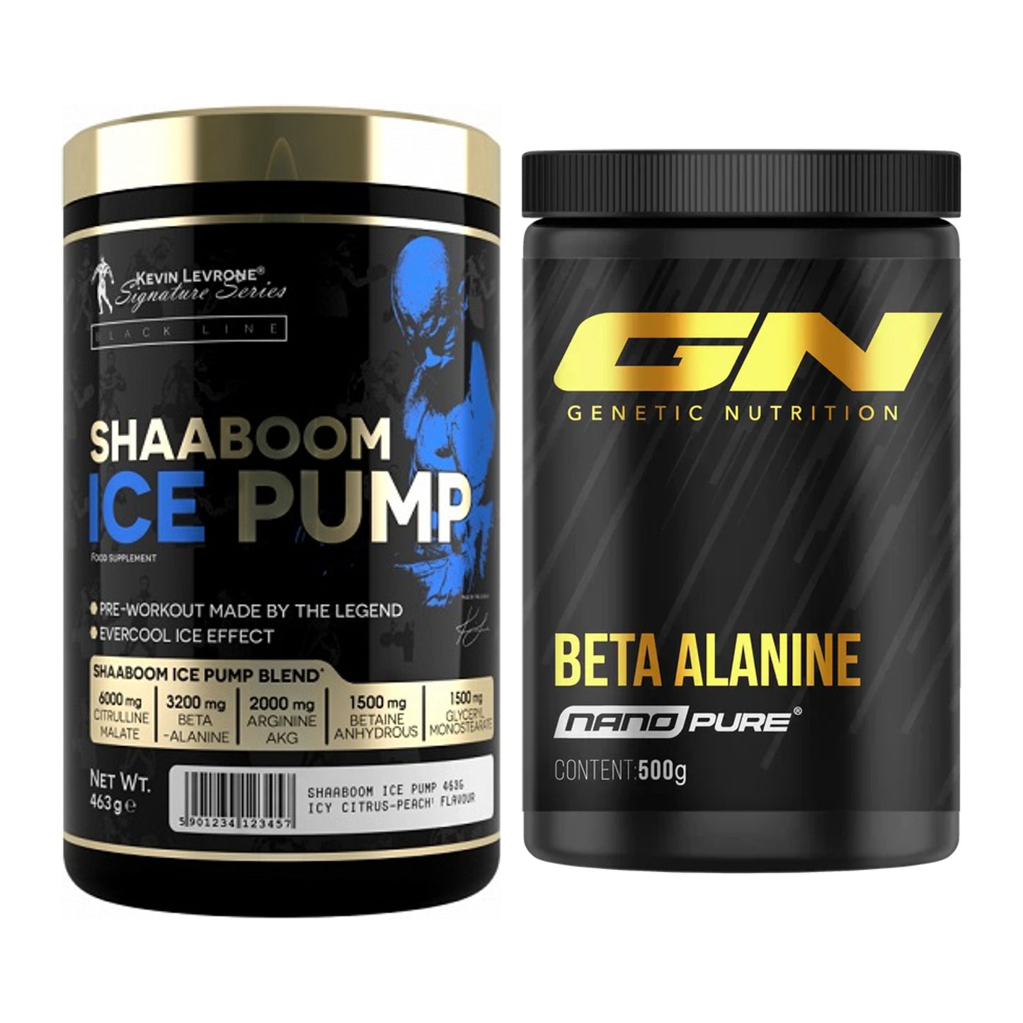 Trainings-Set: Kevin Levrone Shaaboom Ice Pump + GN Nano Beta Alanine – alle enthaltenen Artikel