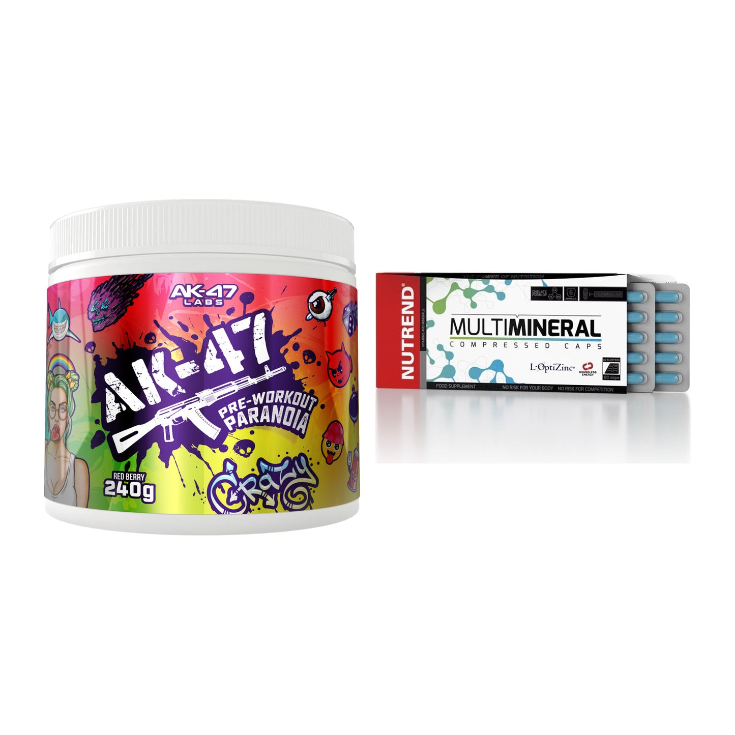 Trainings-Set: AK47 Labs Pre-Workout + Nutrend Multimineral – alle enthaltenen Artikel