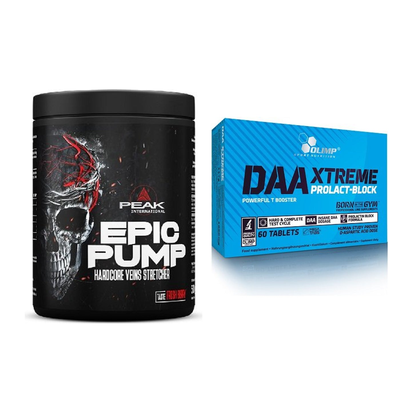 Trainings-Set: Peak EPIC Pump 500g (Fresh Berry) + Olimp DAA Xtreme – alle enthaltenen Artikel