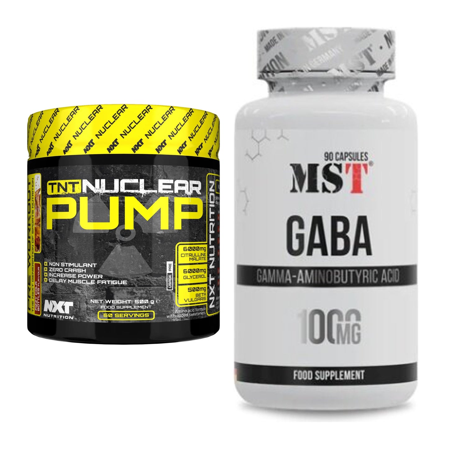 Trainings-Set: NXT Nutrition TNT Nuclear Pump + MST GABA 1000mg – alle enthaltenen Artikel