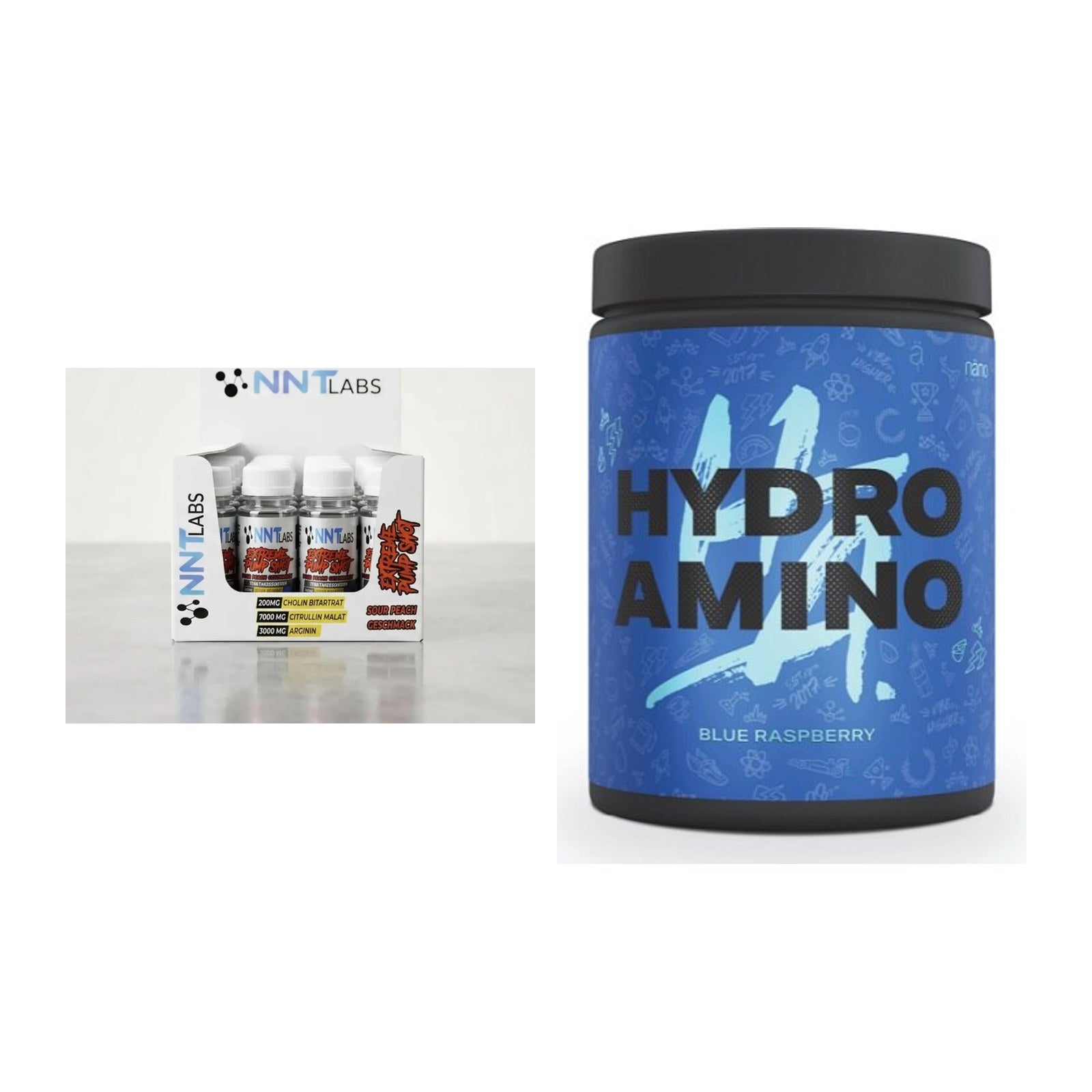 Trainings-Set: NNT Extreme Pump Shot + Nanosupps Hydro Amino – alle enthaltenen Artikel