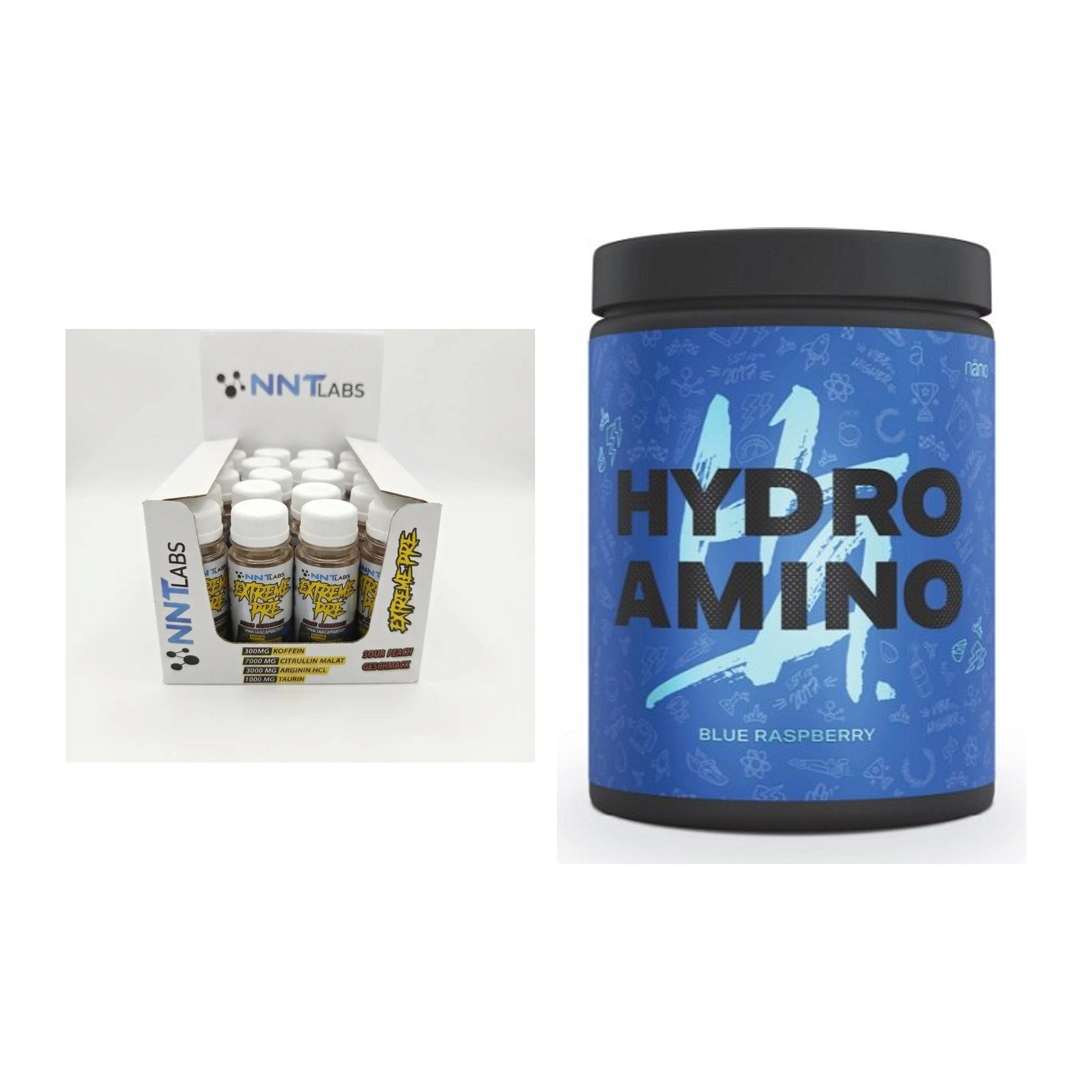 Trainings-Set: NNT Extreme Pre-Workout Shot + Nanosupps Hydro Amino – alle enthaltenen Artikel