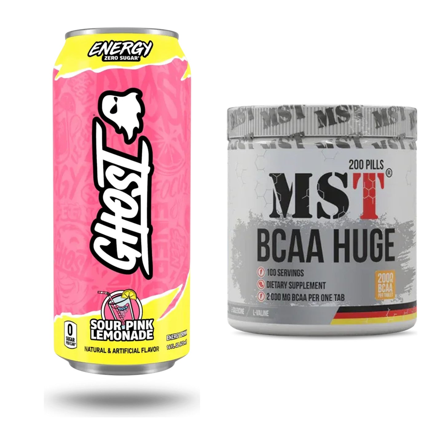 Trainings-Set: Ghost Energy + MST BCAA Huge 200 Tabl./ 2gr pro – alle enthaltenen Artikel