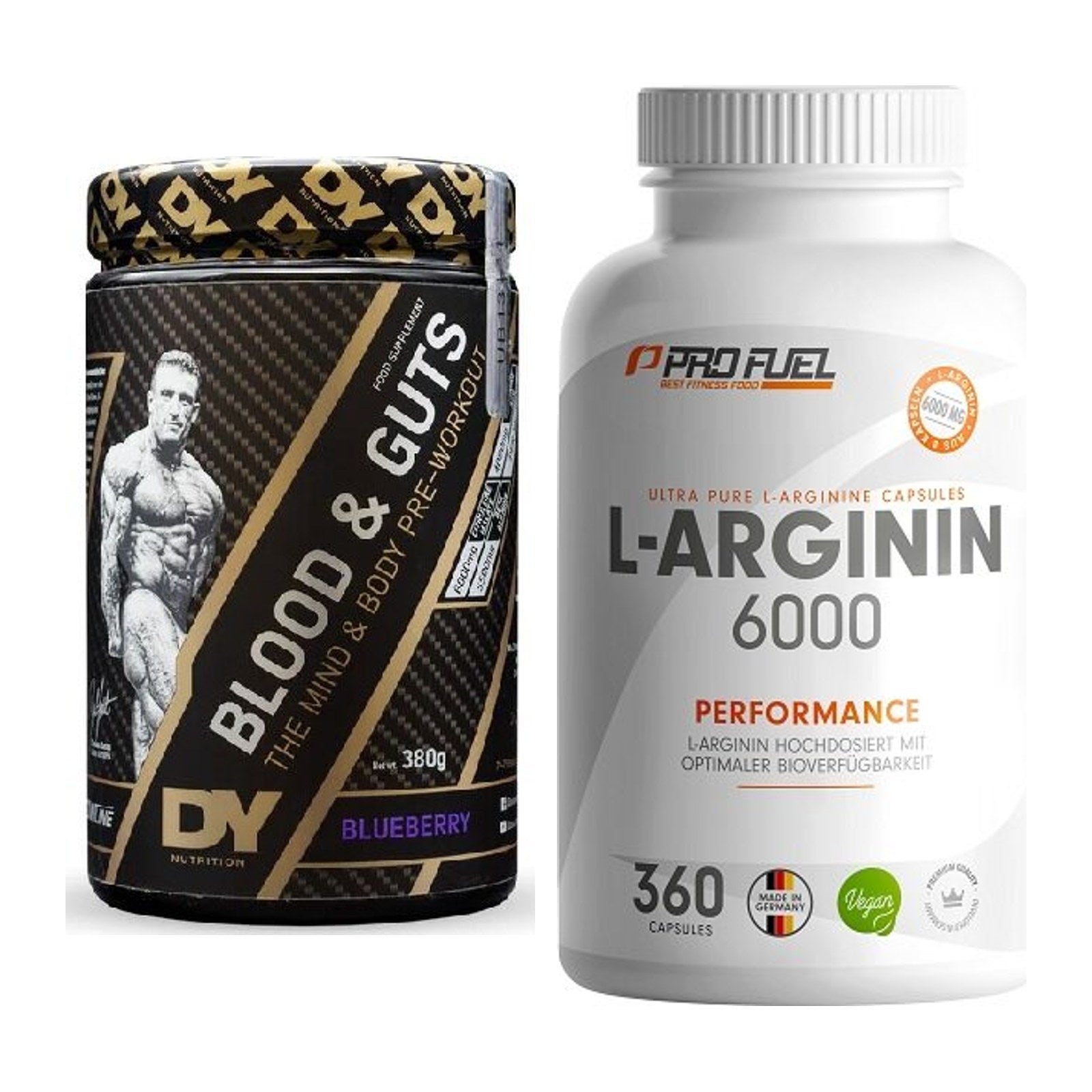 Trainings-Set: DY Nutrition Blood&Guts + ProFuel L-Arginin 6000 – alle enthaltenen Artikel