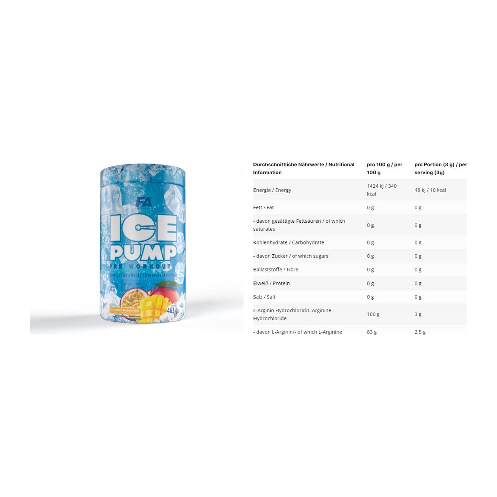 Trainings-Set: FA Nutrition ICE Pump + INLEAD L-Arginin HCL – alle enthaltenen Artikel