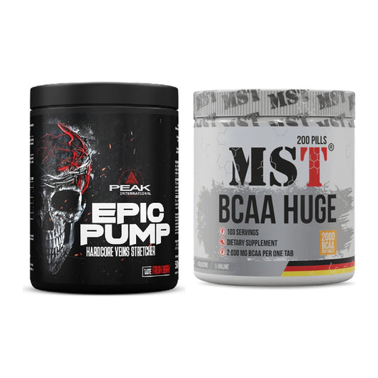 Trainings-Set: Peak EPIC Pump + MST BCAA Huge 200 Tabl./ 2gr pro – alle enthaltenen Artikel