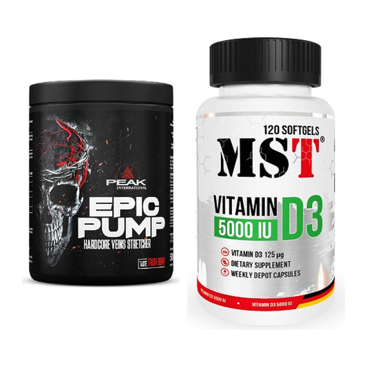 Trainings-Set: Peak EPIC Pump + MST Vitamin D3 5000IU 120 Softgels – alle enthaltenen Artikel