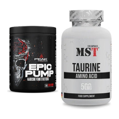 Trainings-Set: Peak EPIC Pump 500g (Fresh Berry) + MST Taurine – alle enthaltenen Artikel