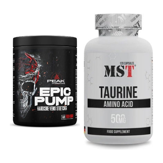 Trainings-Set: Peak EPIC Pump 500g (Fresh Berry) + MST Taurine – alle enthaltenen Artikel