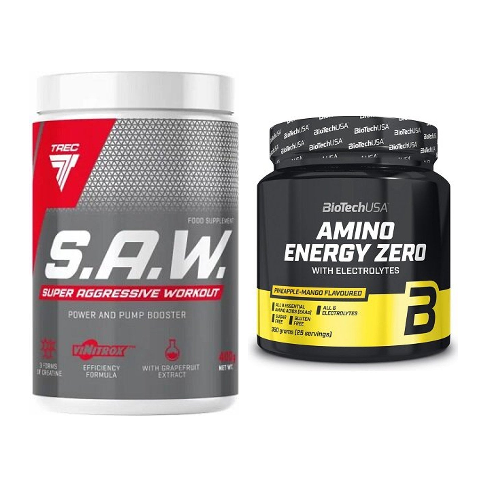 Trainings-Set: Trec Nutrition SAW Booster + BioTech Amino Energy Zero – alle enthaltenen Artikel