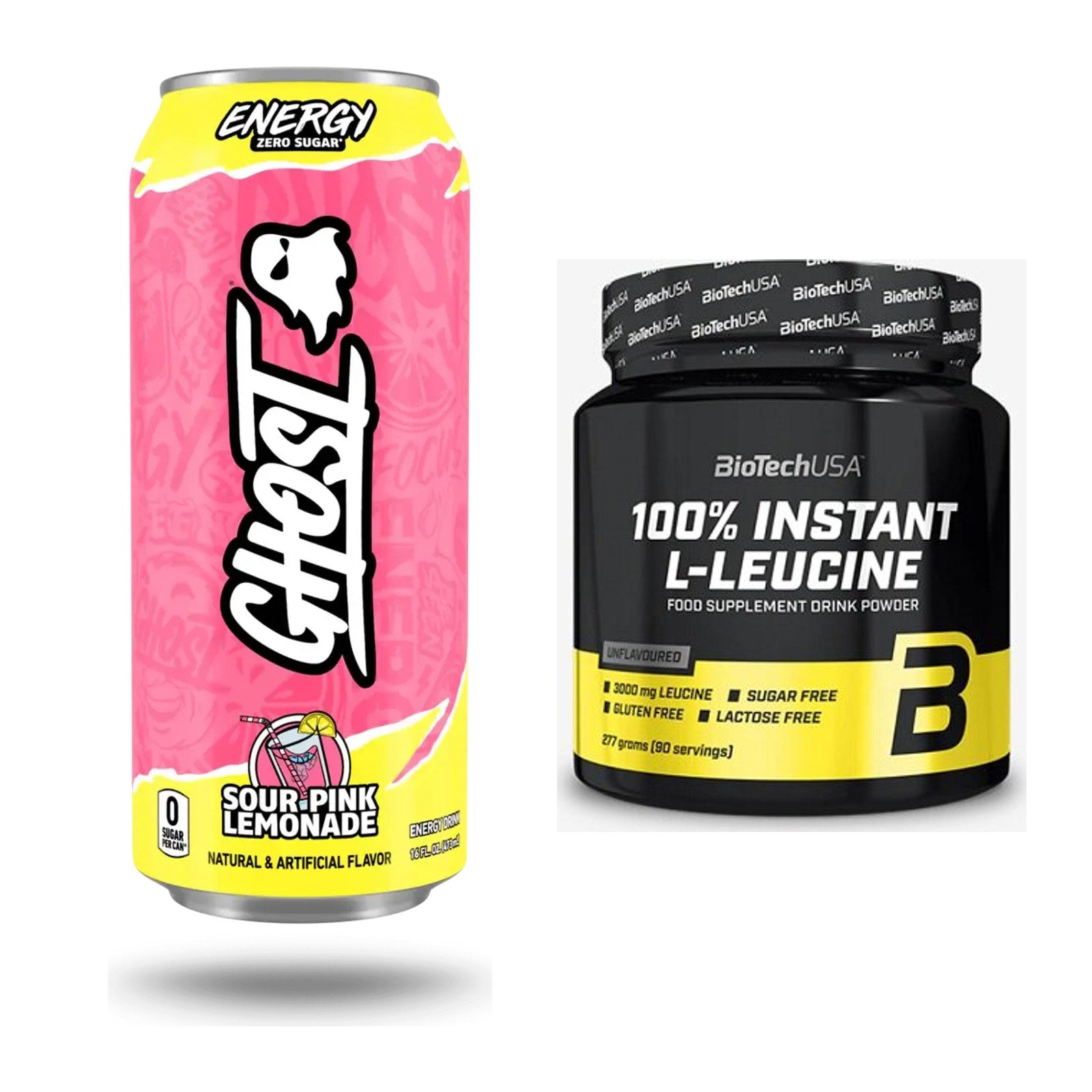Trainings-Set: Ghost Energy + BioTech 100% Instant L-Leucine – alle enthaltenen Artikel