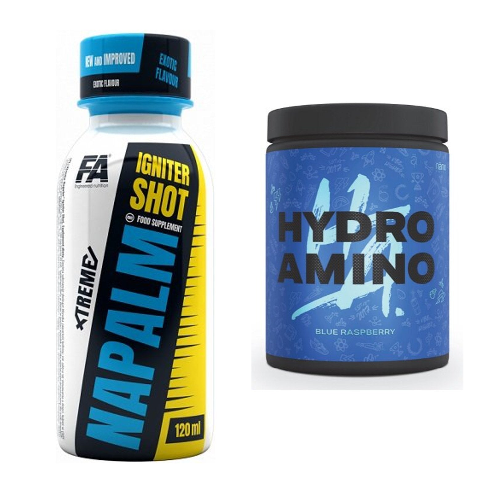 Trainings-Set: FA Nutrition Xtreme Napalm + Nanosupps Hydro Amino – alle enthaltenen Artikel