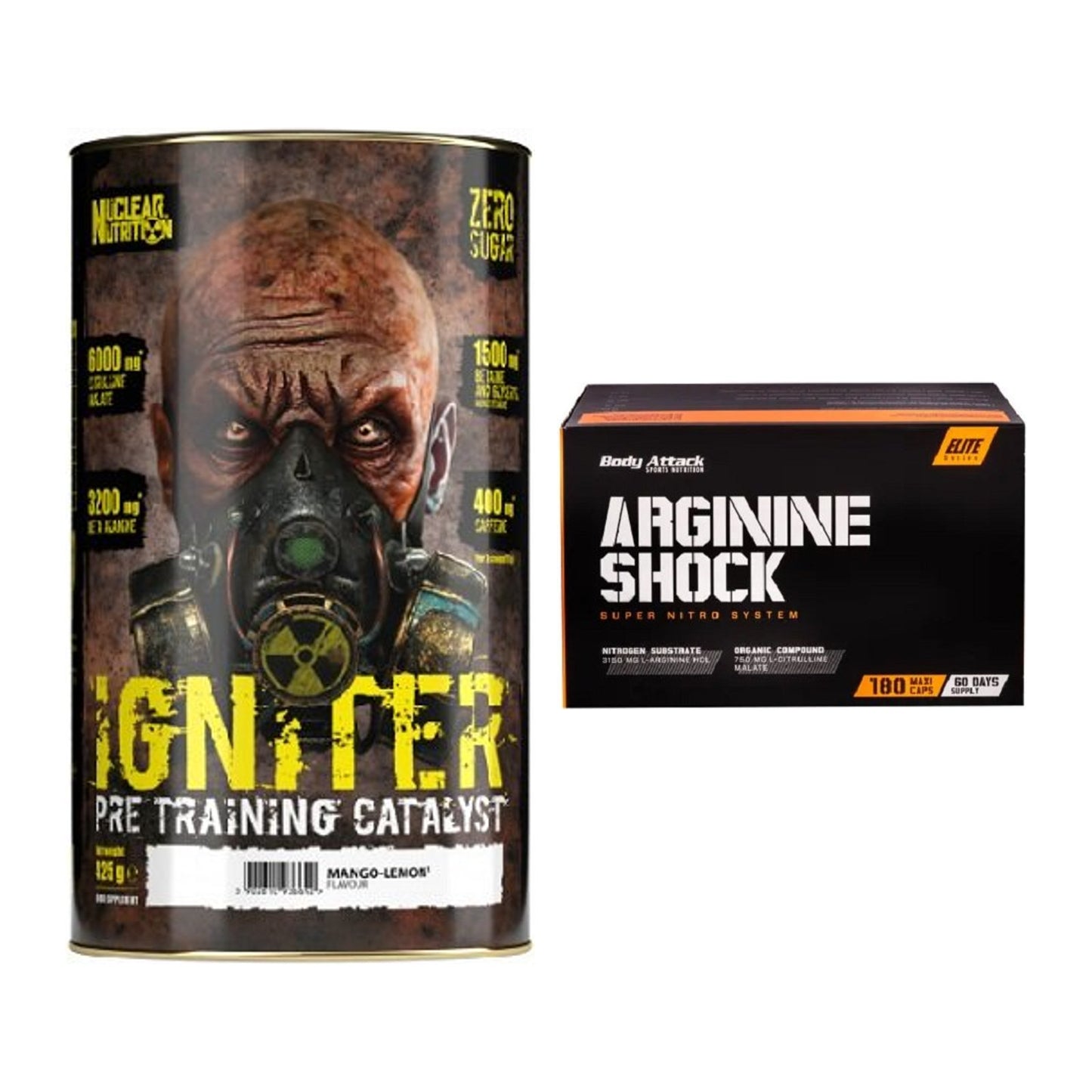 Trainings-Set: Nuclear Nutrition IGNITER + Body Attack Arginine Shock – alle enthaltenen Artikel