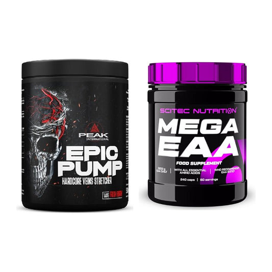 Trainings-Set: Peak EPIC Pump 500g (Fresh Berry) + Scitec Mega EAA – alle enthaltenen Artikel