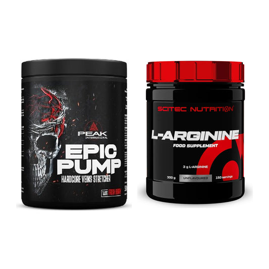 Trainings-Set: Peak EPIC Pump 500g (Fresh Berry) + Scitec Arginin – alle enthaltenen Artikel