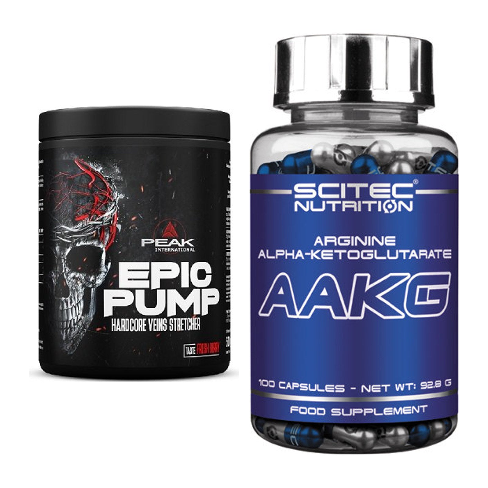 Trainings-Set: Peak EPIC Pump 500g (Fresh Berry) + Scitec AAKG – alle enthaltenen Artikel