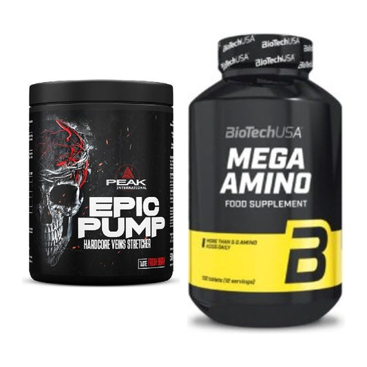 Trainings-Set: Peak EPIC Pump 500g (Fresh Berry) + BioTech Mega Amino – alle enthaltenen Artikel