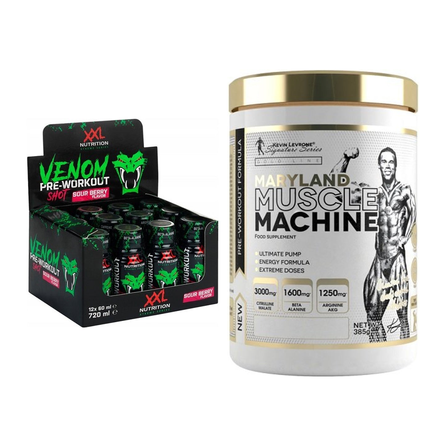 Trainings-Set: XXL Nutrition Venom Shot + Kevin Levrone Maryland – alle enthaltenen Artikel