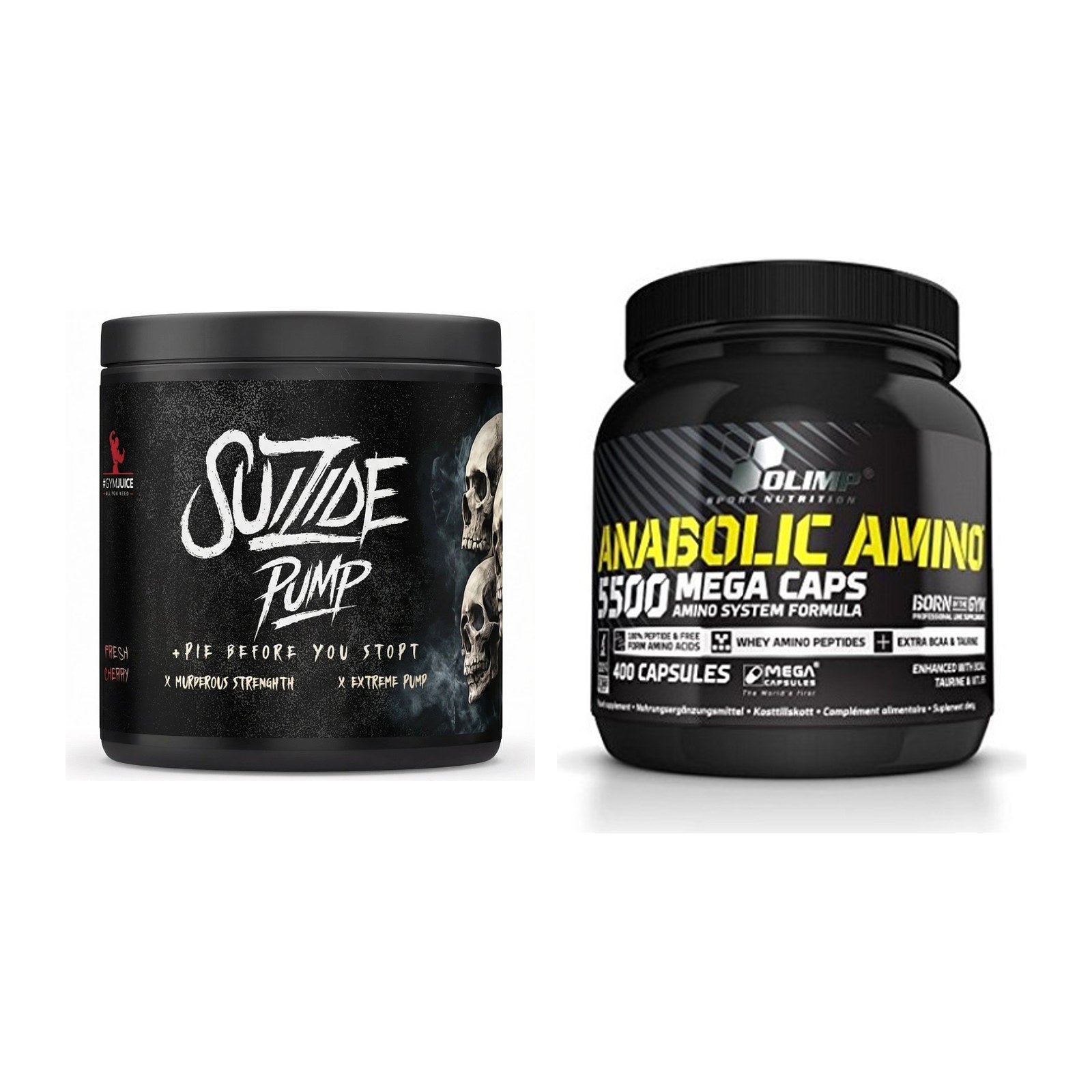 Trainings-Set: #GYMJUICE SUIZIDE PUMP + Olimp Anabolic Amino 5500 Mega – alle enthaltenen Artikel