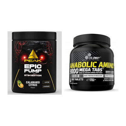 Trainings-Set: Peak Epic Pump Stim + Olimp Anabolic Amino 9000 – alle enthaltenen Artikel