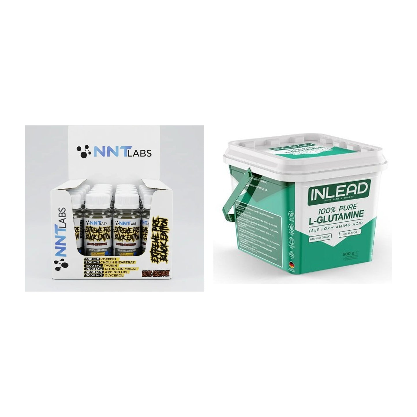 Trainings-Set: NNT Extreme Black Edition Shot + INLEAD L-Glutamine – alle enthaltenen Artikel