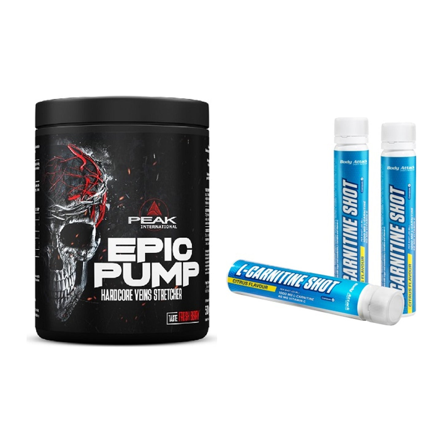 Trainings-Set: Peak EPIC Pump + Body Attack L-Carnitine Shots – alle enthaltenen Artikel