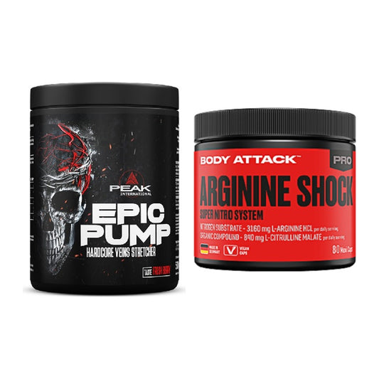 Trainings-Set: Peak EPIC Pump + Body Attack Arginine Shock – alle enthaltenen Artikel