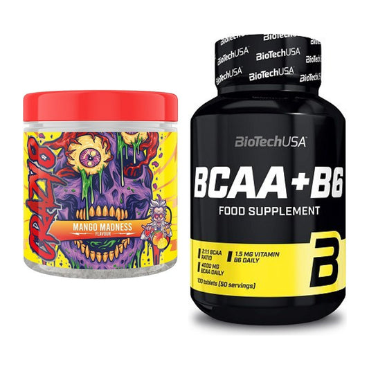 Trainings-Set: Swedish Supplements Crazy 8 + BioTech BCAA+B6 100 Tabl – alle enthaltenen Artikel