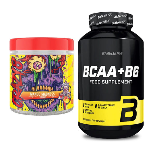 Trainings-Set: Swedish Supplements Crazy 8 + BioTech BCAA+B6 200 Tabl – alle enthaltenen Artikel