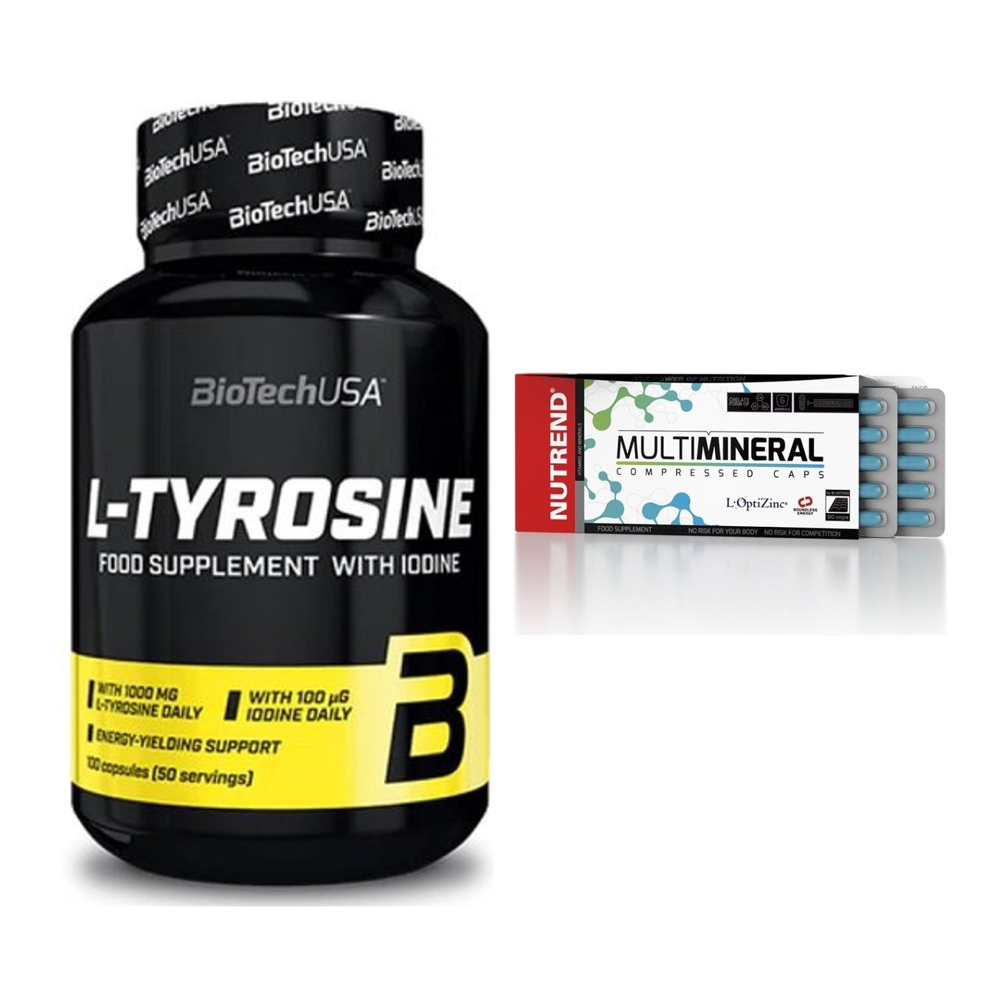 Trainings-Set: BioTech Tyrosine + Nutrend Multimineral Compressed – alle enthaltenen Artikel