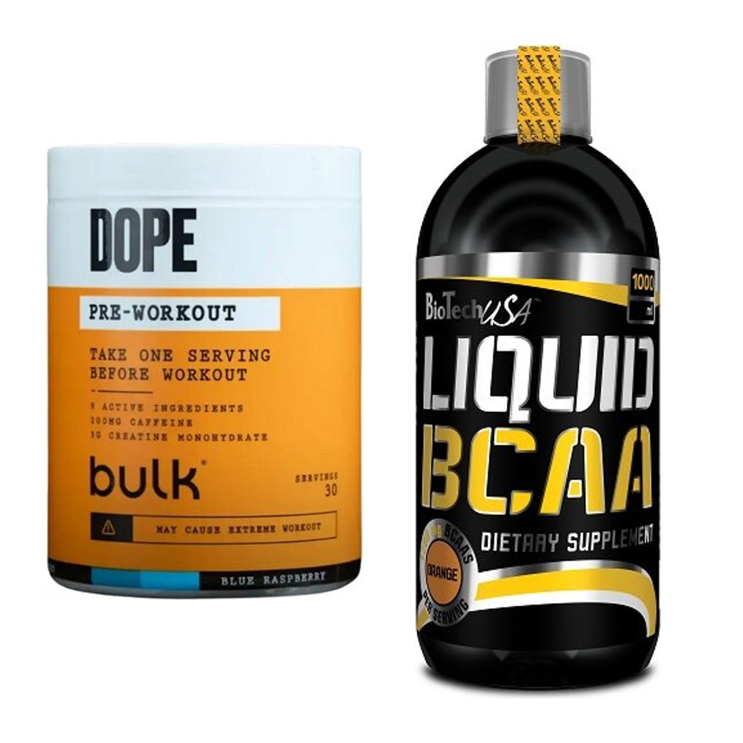 Trainings-Set: Bulk Dope Pre-Workout 30 Serv. + BioTech Liquid BCAA – alle enthaltenen Artikel