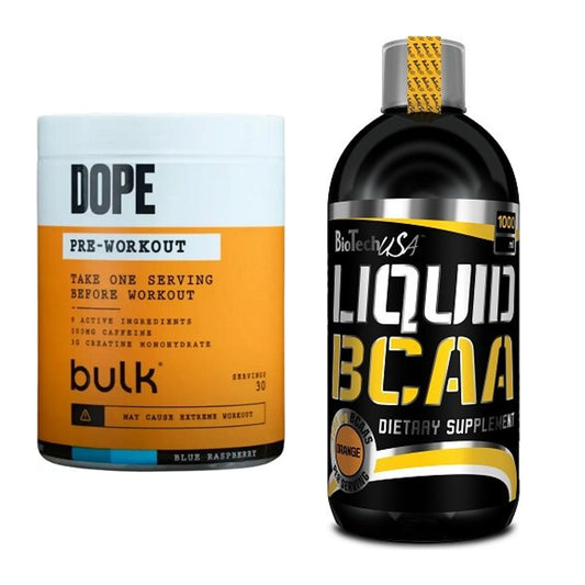Trainings-Set: Bulk Dope Pre-Workout 30 Serv. + BioTech Liquid BCAA – alle enthaltenen Artikel