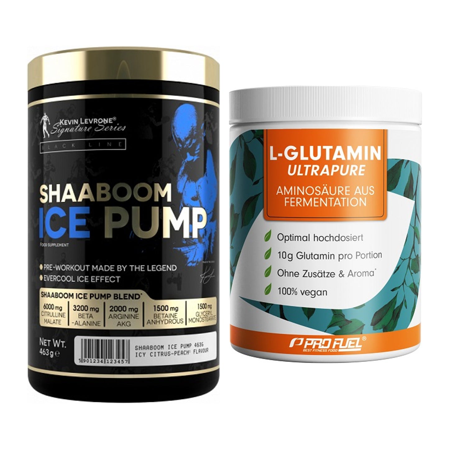 Trainings-Set: Kevin Levrone Shaaboom Ice + ProFuel Glutamin Ultrapure – alle enthaltenen Artikel
