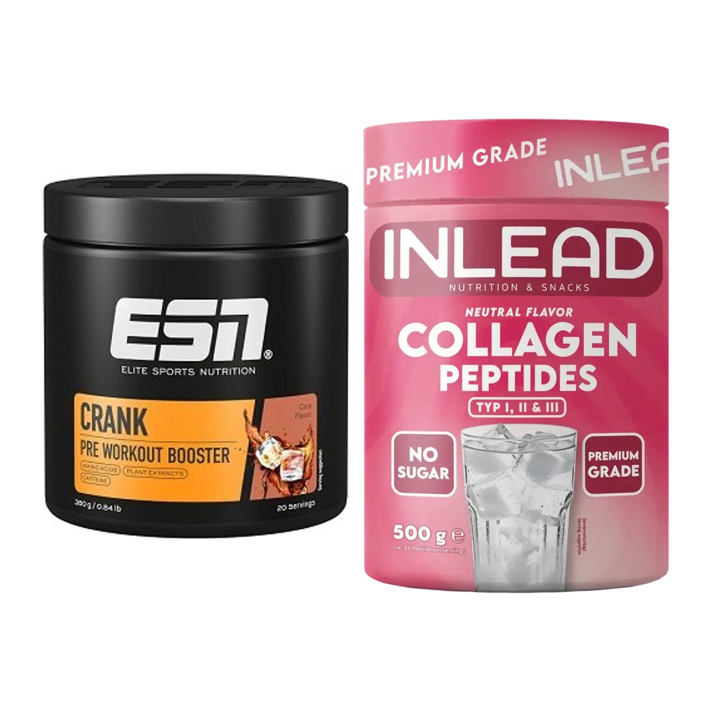 Trainings-Set: ESN Crank Booster + INLEAD Collagen Peptides Typ I, II – alle enthaltenen Artikel