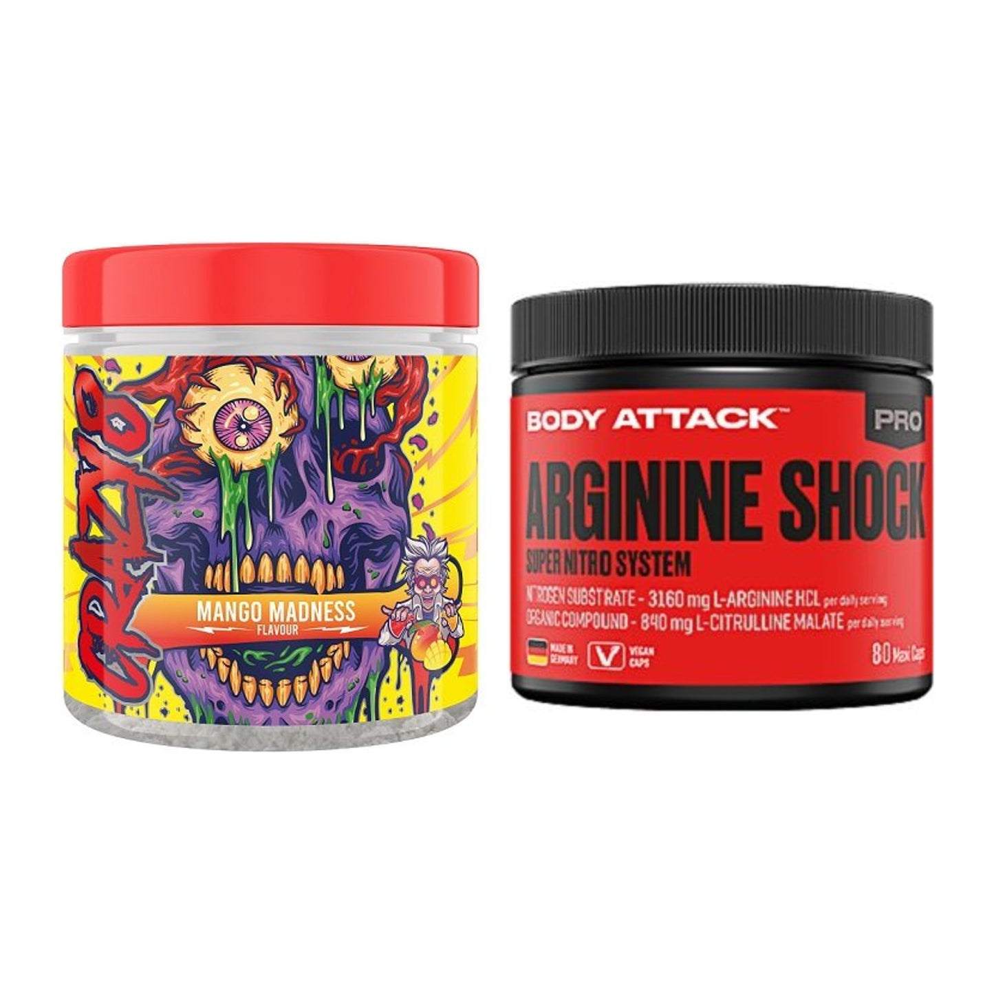Trainings-Set: Swedish Supplements Crazy + Body Attack Arginine Shock – alle enthaltenen Artikel