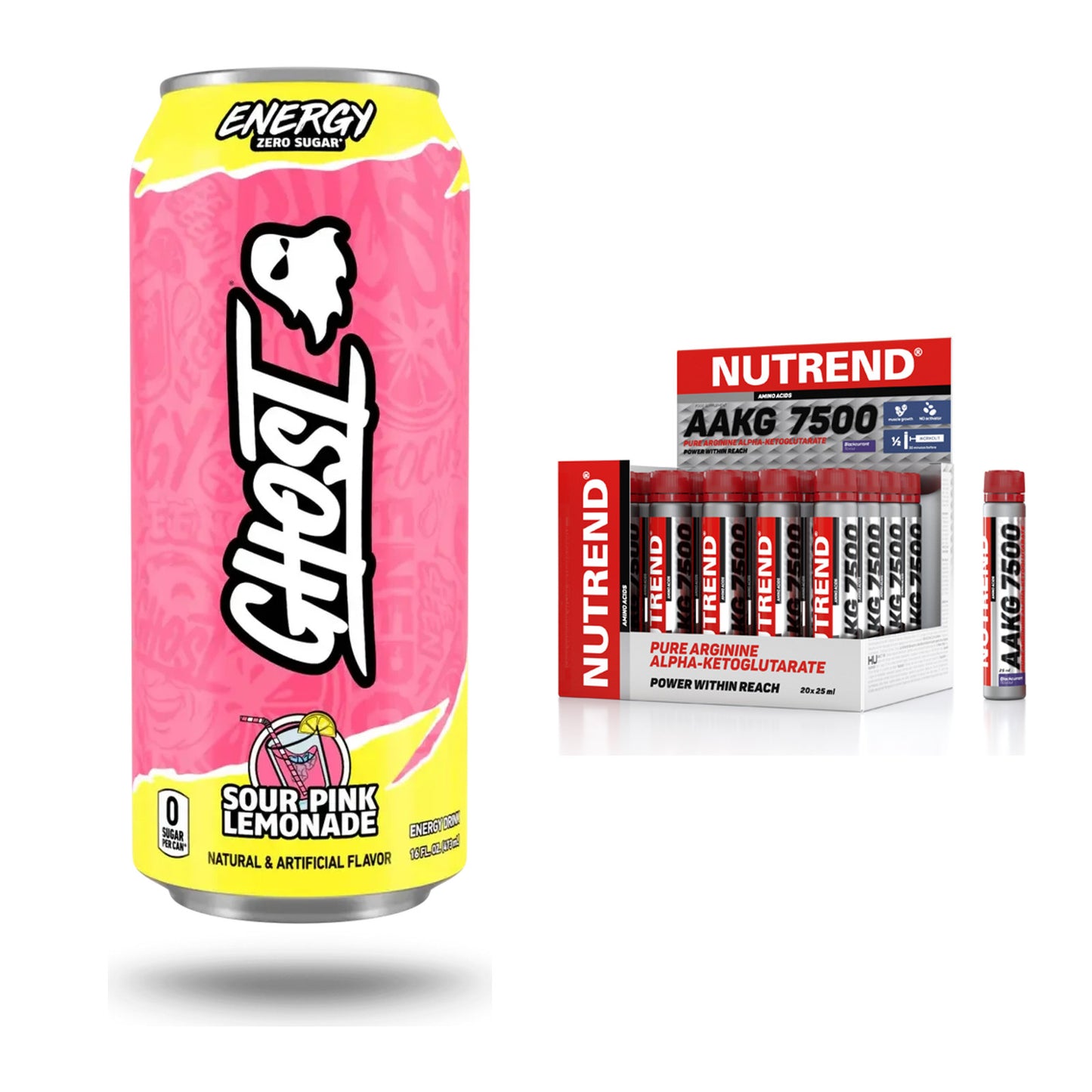Trainings-Set: Ghost Energy + Nutrend AAKG 7500 Shots – alle enthaltenen Artikel