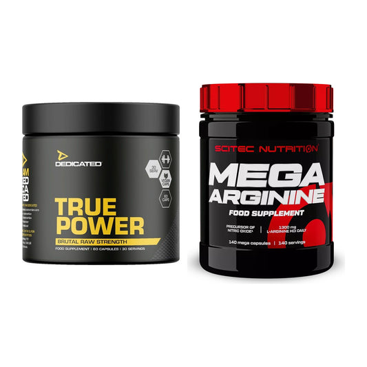 Zestaw treningowy: Dedykowana True Power + Scitec Mega Arginine - wszystkie elementy w zestawie
