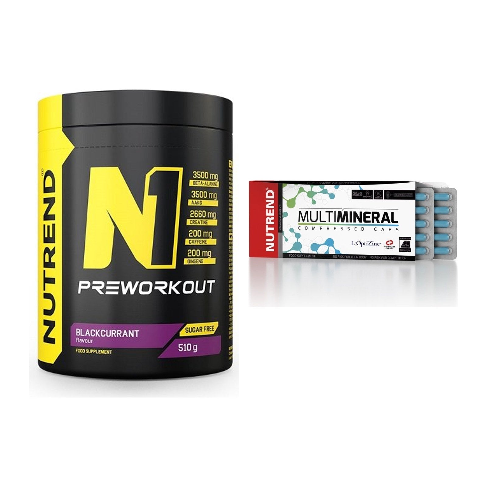 Trainings-Set: Nutrend N1 Preworkout + Nutrend Multimineral Compressed – alle enthaltenen Artikel