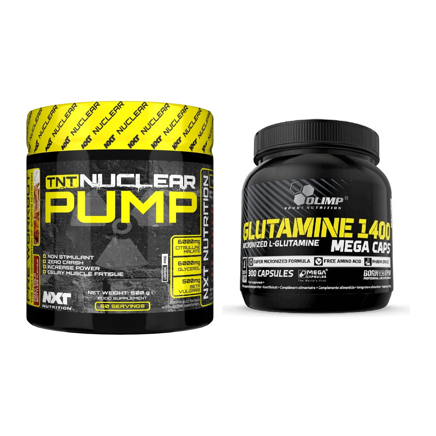 Trainings-Set: NXT Nutrition TNT Nuclear + Olimp L-Glutamine Mega – alle enthaltenen Artikel