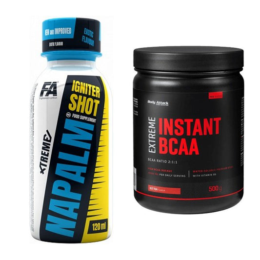 Trainingsset: FA Nutrition Xtreme Napalm + Body Attack Instant BCAA - alle items inbegrepen