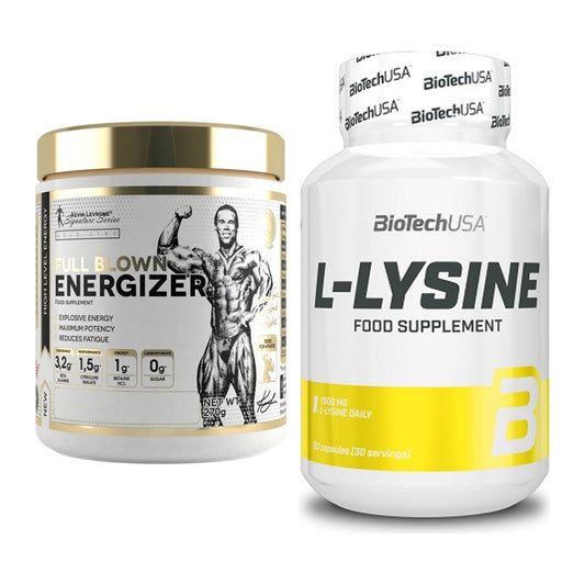 Trainings-Set: Kevin Levrone Full Blown Energizer + BioTech L-Lysine – alle enthaltenen Artikel