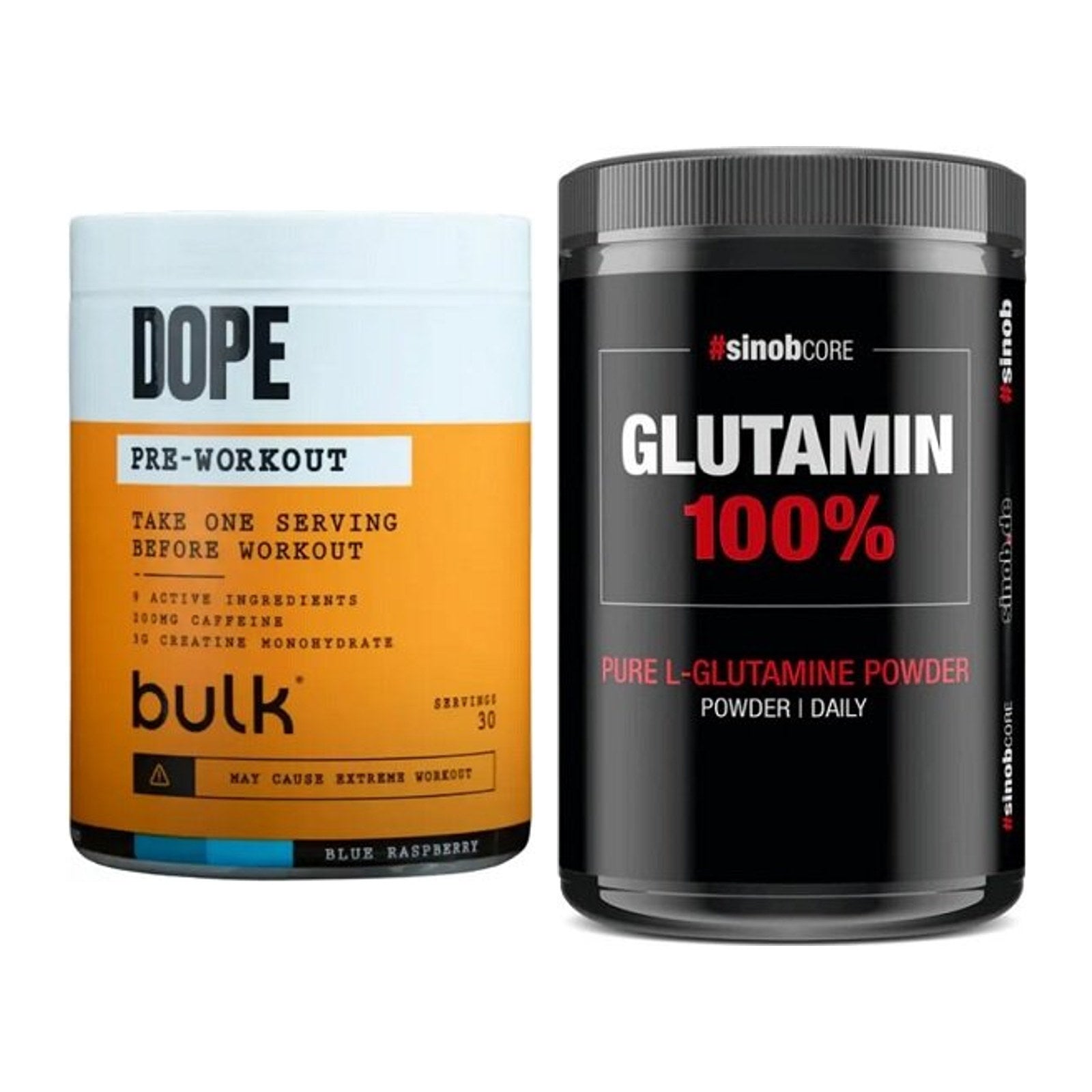 Trainings-Set: Bulk Dope Pre-Workout 30 Serv. + Sinob Core L-Glutamin – alle enthaltenen Artikel