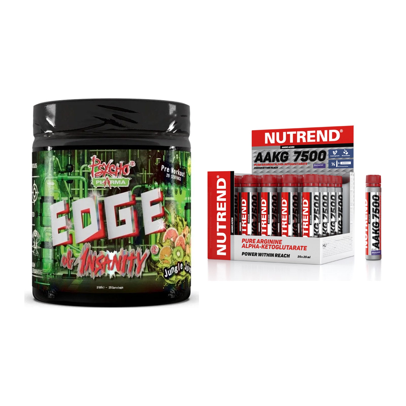 Trainings-Set: Psycho Pharma Edge + Nutrend AAKG 7500 Shots – alle enthaltenen Artikel