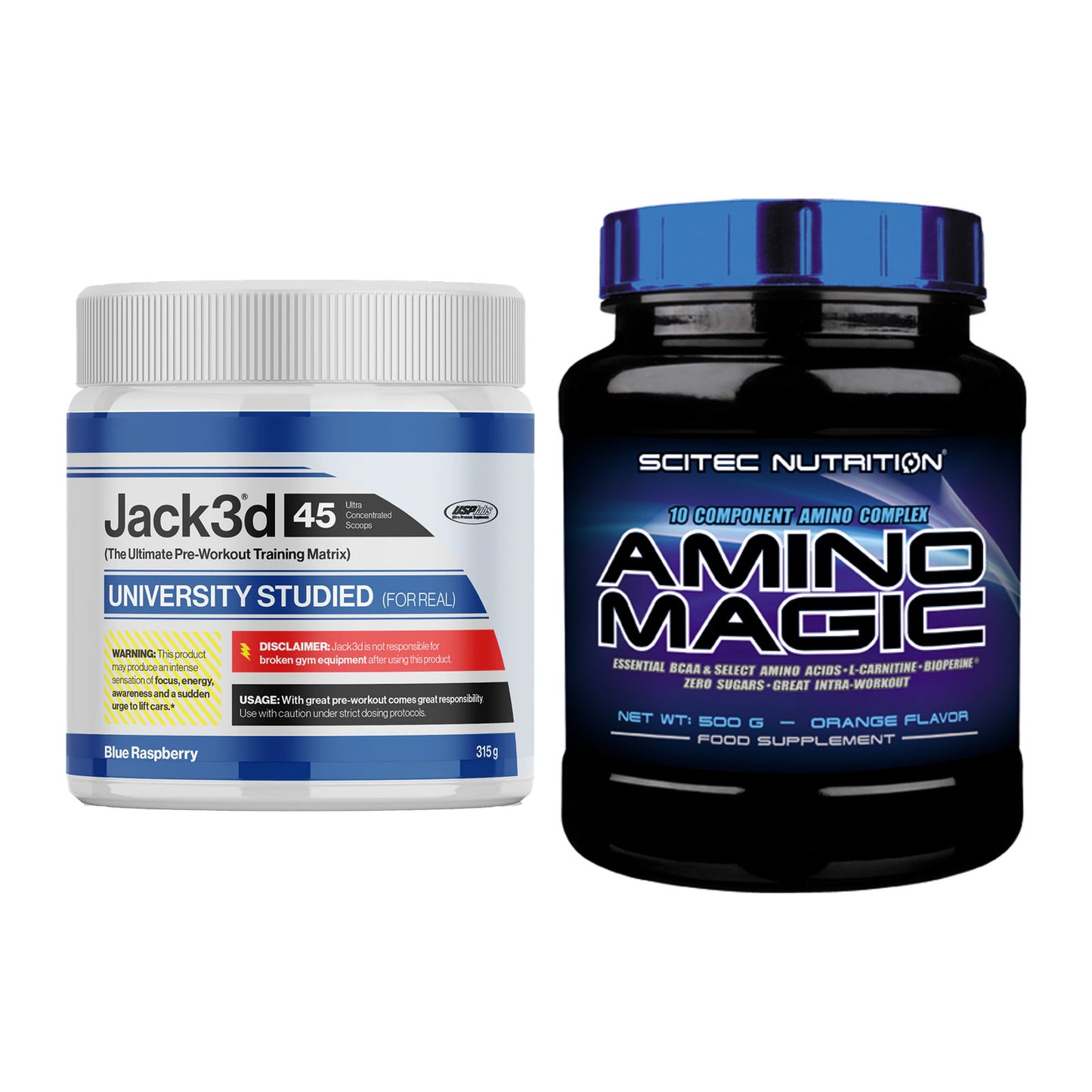 Trainings-Set: USP Labs Jack3d 45 Serv. + Scitec Amino Magic – alle enthaltenen Artikel