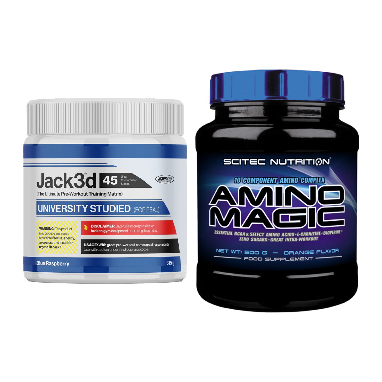Trainings-Set: USP Labs Jack3d 45 Serv. + Scitec Amino Magic – alle enthaltenen Artikel