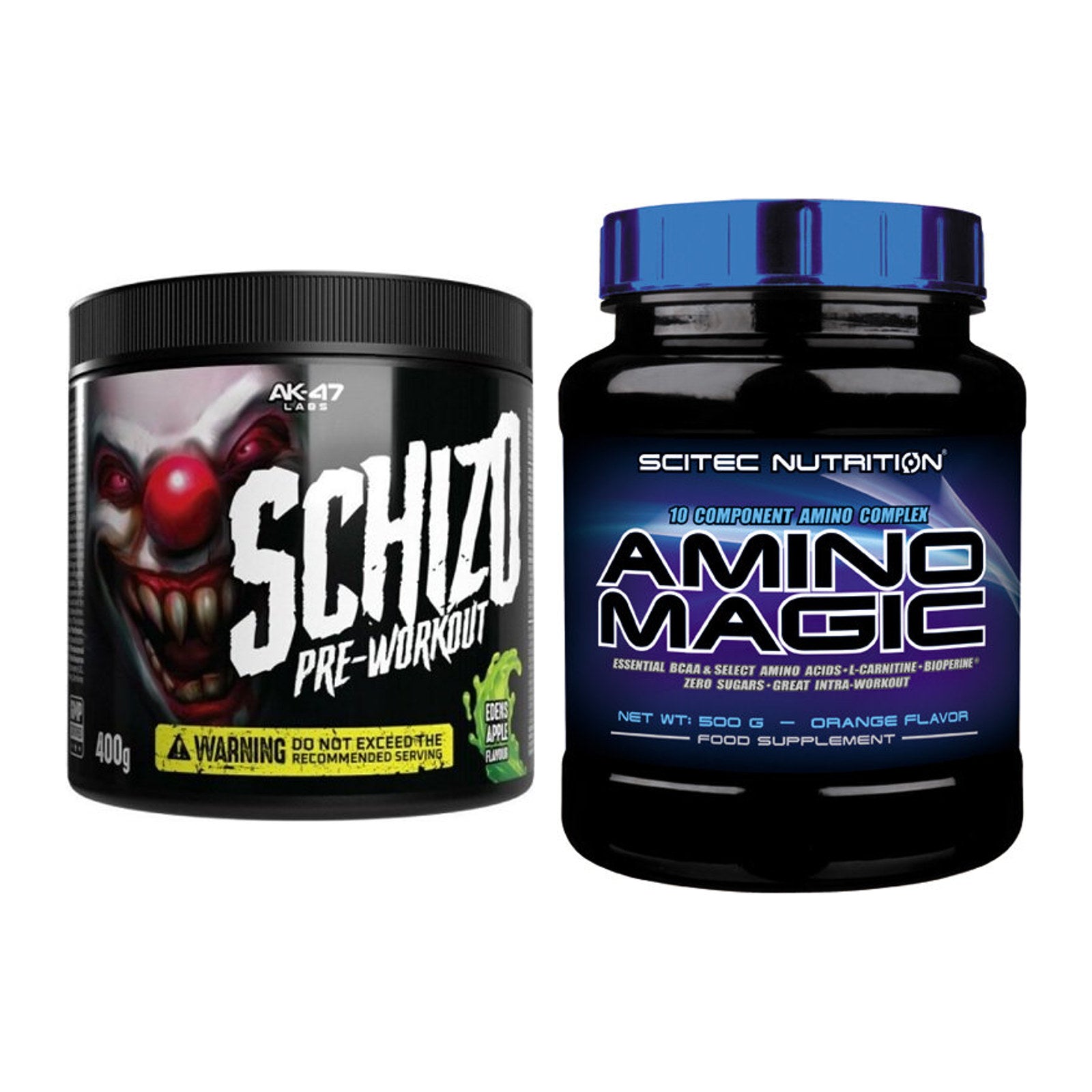 Trainings-Set: AK47 Labs Schizo Pre-Workout + Scitec Amino Magic – alle enthaltenen Artikel