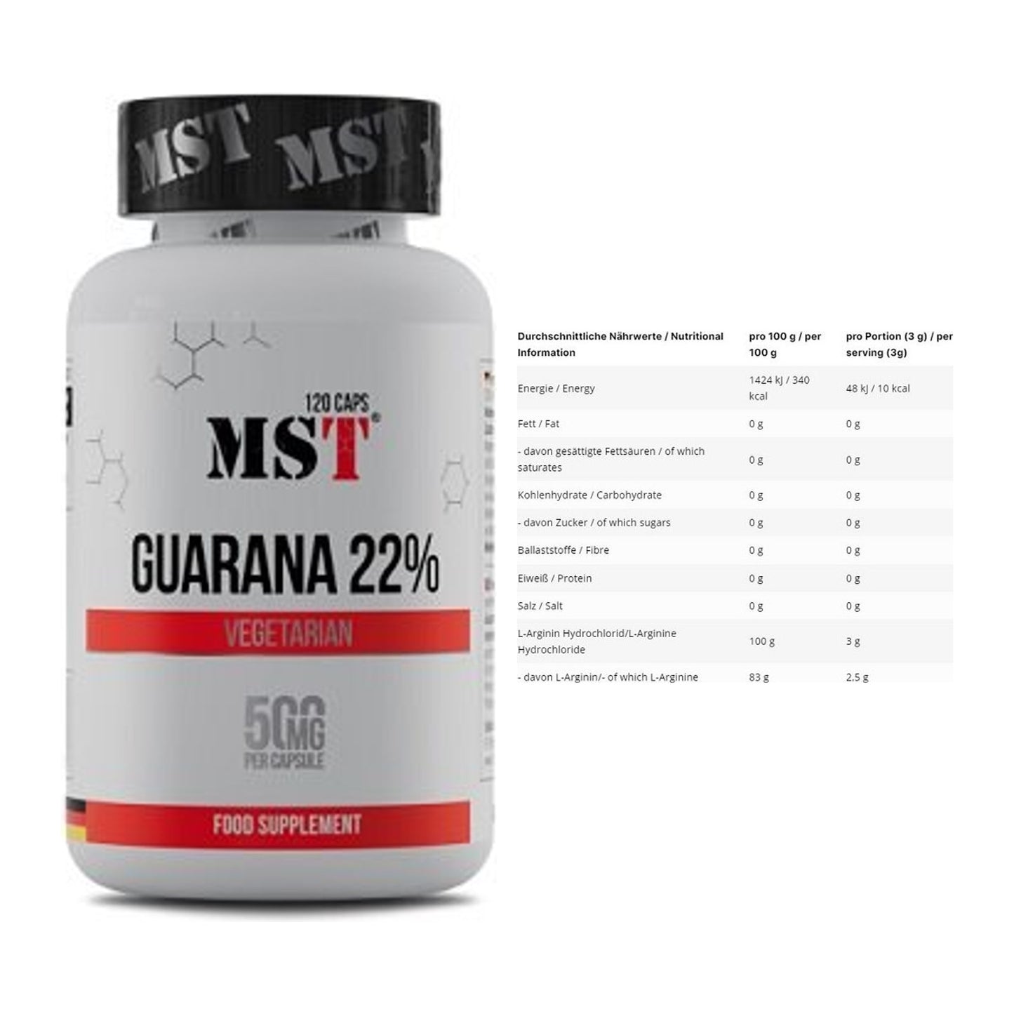 Trainings-Set: MST Guarana 22% + INLEAD L-Arginin HCL – alle enthaltenen Artikel
