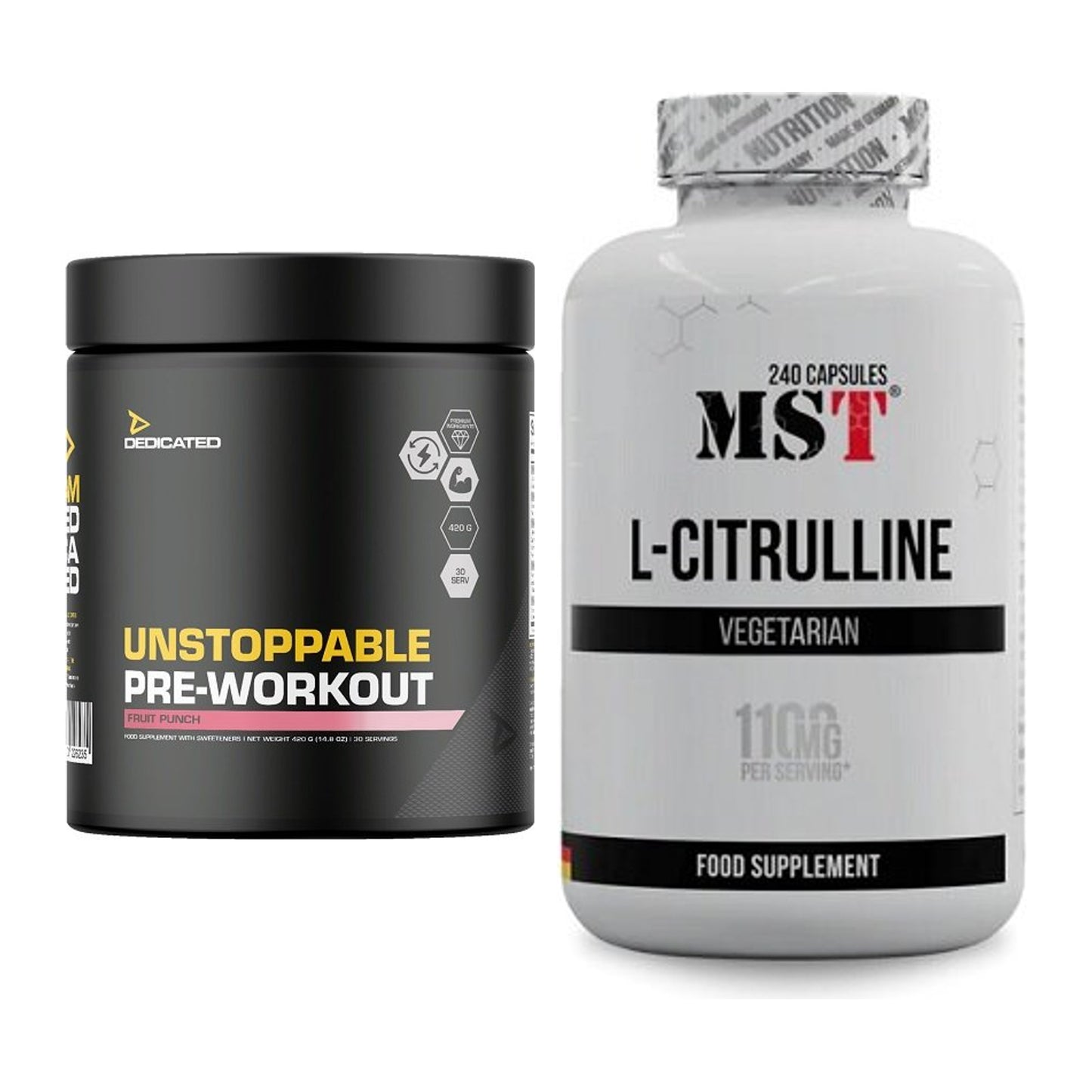 Trainings-Set: Dedicated Unstoppable + MST Citrulline – alle enthaltenen Artikel